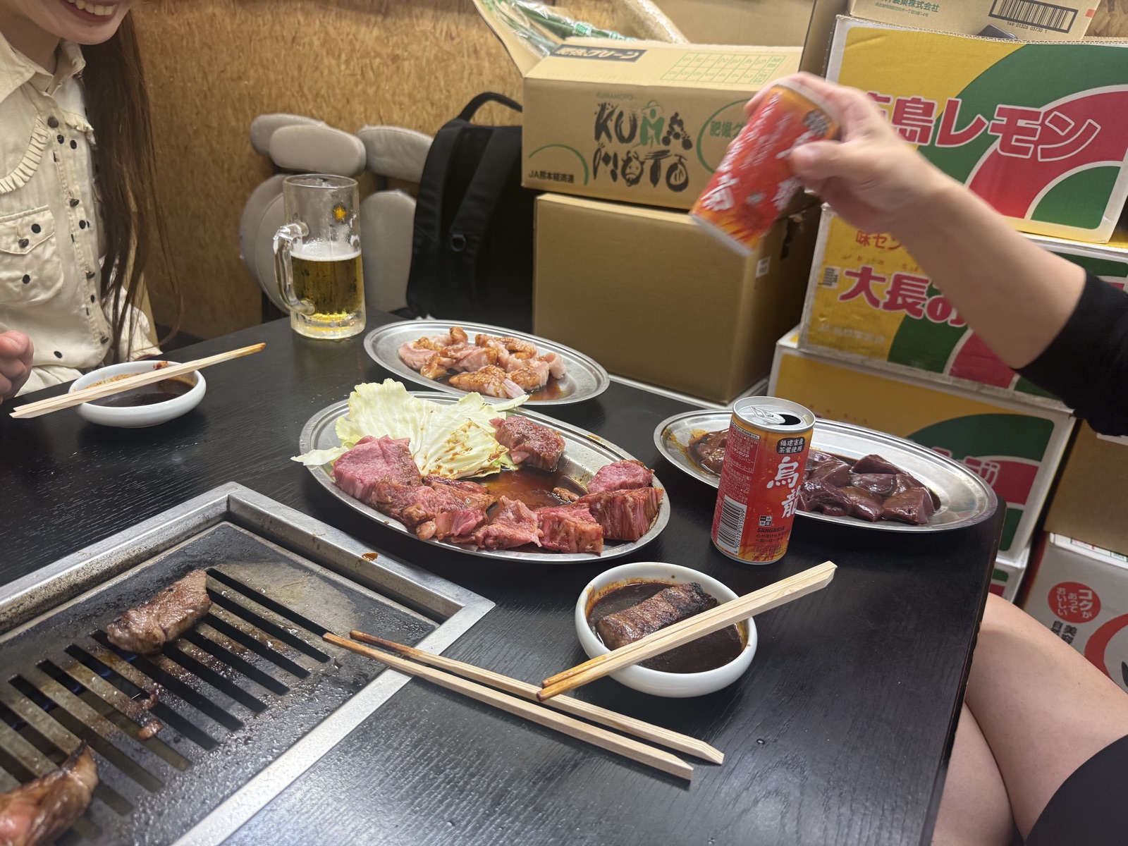 Grilled beef dinner at a Hiroshima yakiniku restaurant